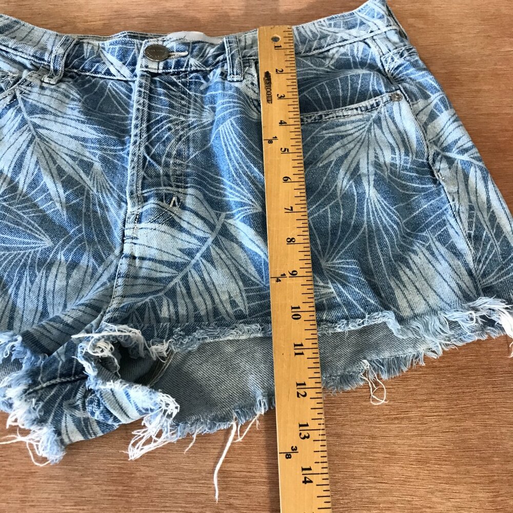 Current/Elliott Cut Off Shorts Women 30 Blue Floral High Rise Button Fly Boho - Picture 4 of 11